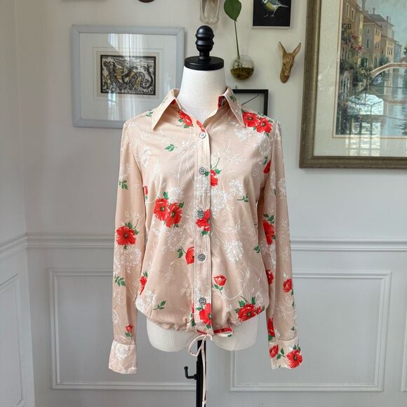 Vintage Tops - Vintage 70s Cue Trench New York Blouson Top M L